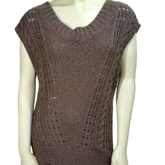 Free People Tunic Sweater S Womens V Neck Sleeveless Chunky Knit Cottage Core - Picture 2 of 6